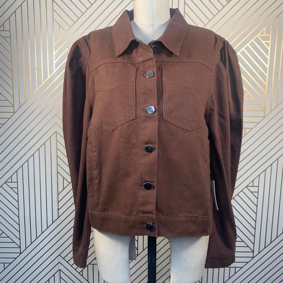 LPA the Label Kyla Denim Jacket Espresso Brown - Picture 2 of 12